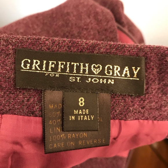 St John | Griffith Gray Lambswool Skirt Purple 8 - Picture 5 of 6